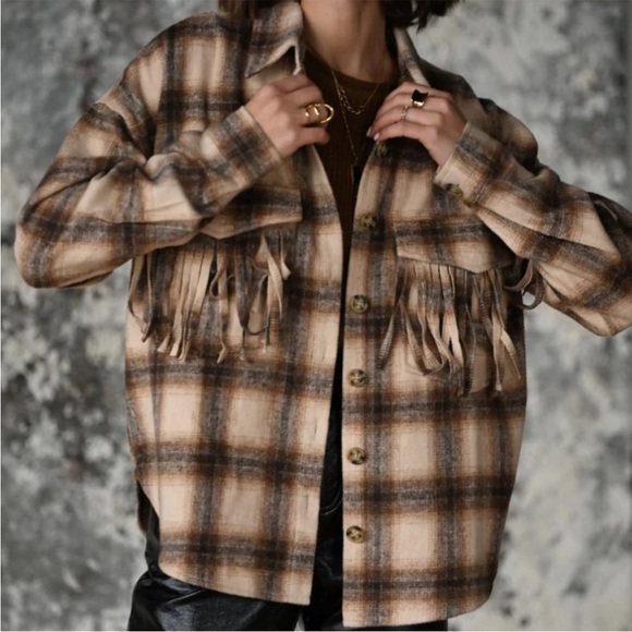 NWOT 12th Tribe DEVIN BROWN FRINGE SHACKET Size S - Picture 3 of 11